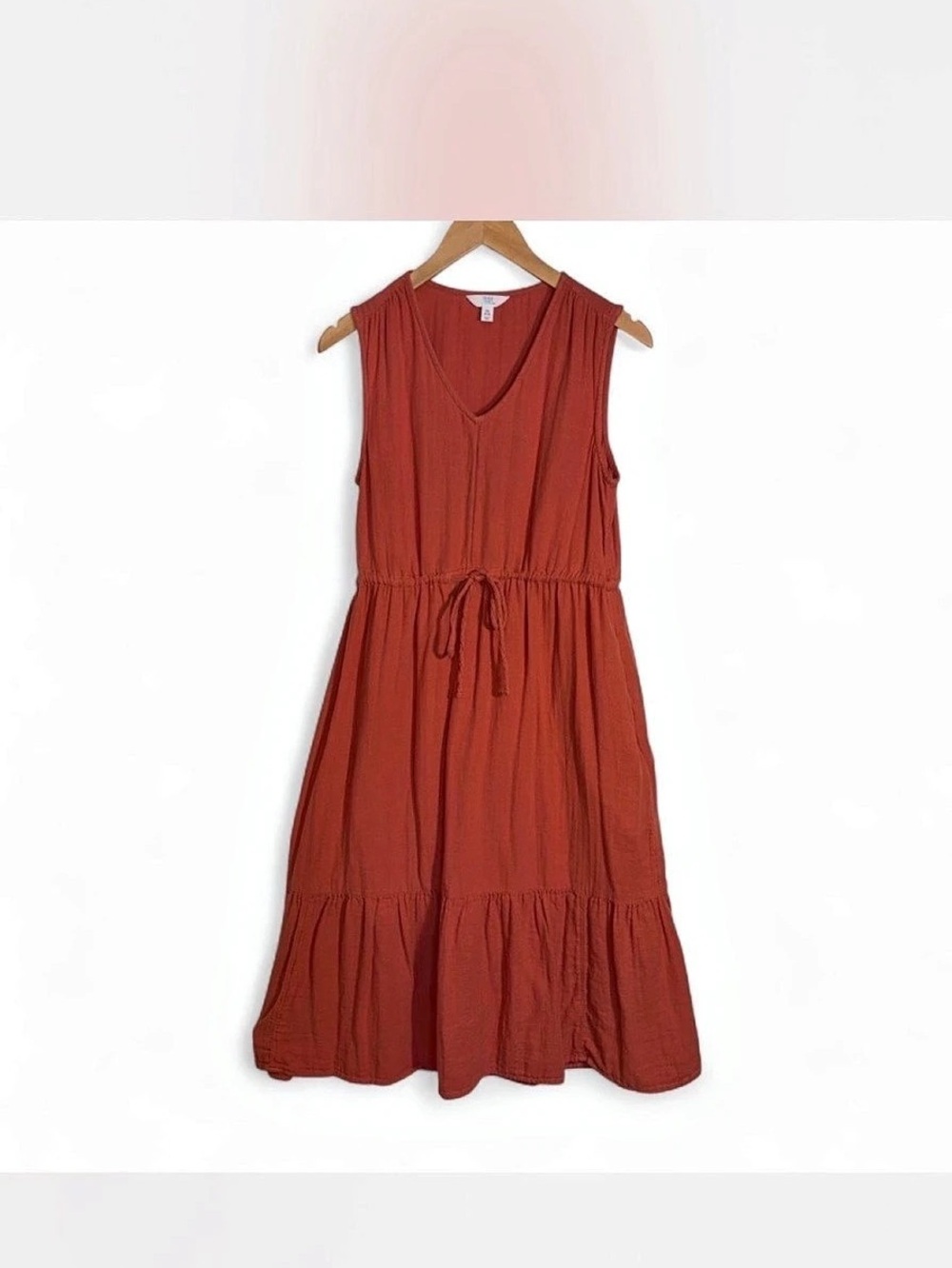 Time and Tru Cotton Midi Dress in Orange Size XS Like New